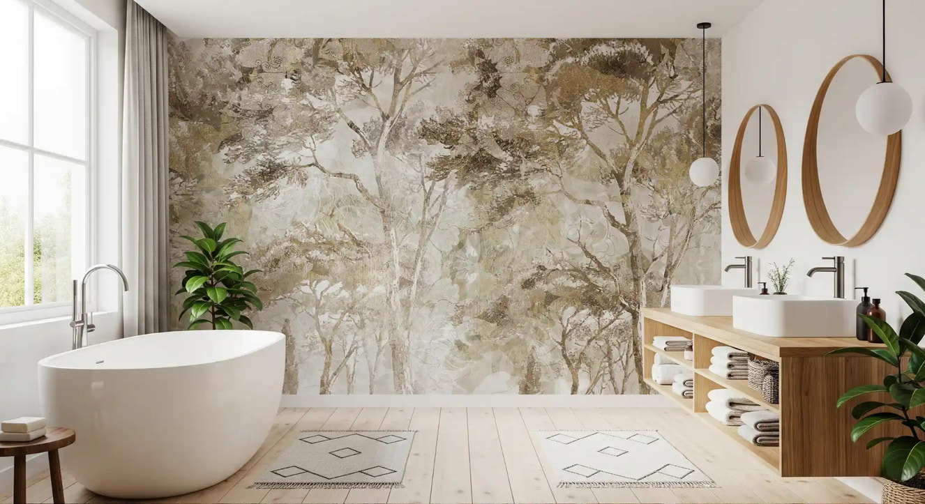Antique Woodland Landscape Wall Mural