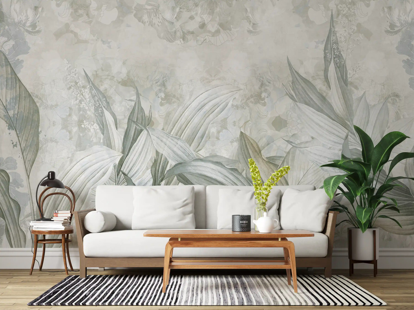 Soft Neutral Botanical  Wall Mural