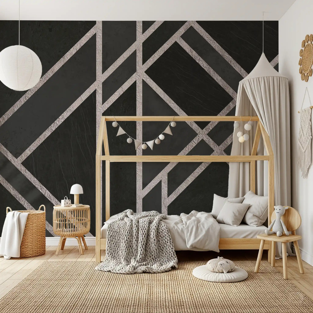 Luxe Black Art Deco Wall Mural