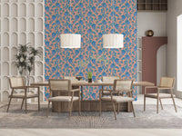Floral pattern wallpaper showing Ophelia Boho Blossoms curved stems