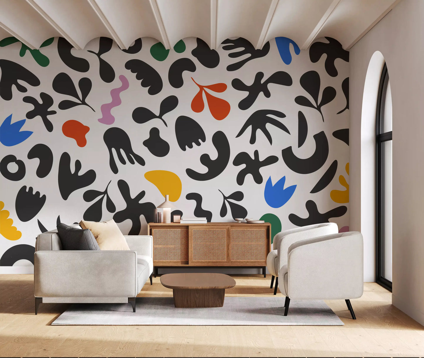 Home office featuring Abstract Wall Mural in graphic freeform design