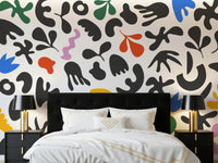 Bedroom with Dynamic Abstract Shapes wall mural in bold playful pattern