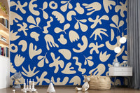 Play room with Blue Organic Flow mural in artistic abstract design