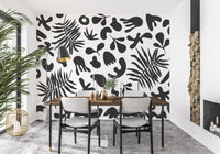 Graphic Abstract Organic wall mural with oversized foliage shapes