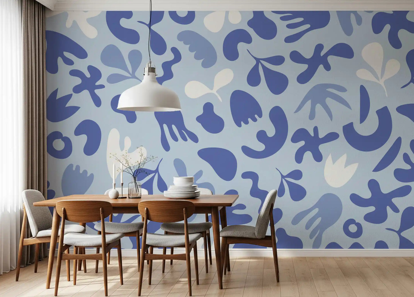 Abstract Cut Flow wall mural with rounded modern shape layout