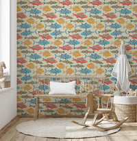 Multicolored Fish Wallpaper with red and blue ocean styling