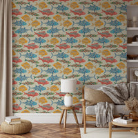 Hallway with Mediterranean Sea Fish and Bright Multicolored fish.