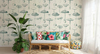 Pale neutral base highlights Verdant Spore wallpaper beautifully