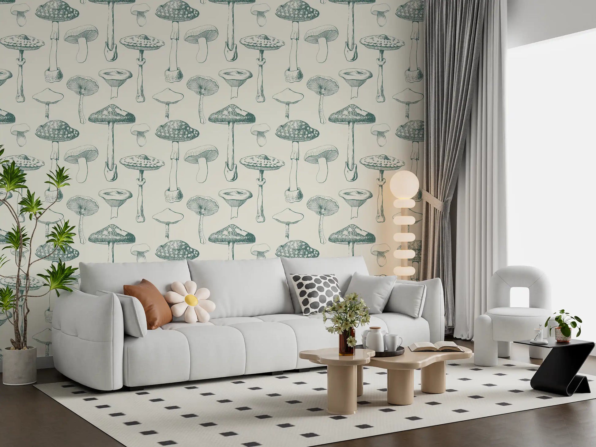 Archival mushroom sketches enrich Verdant Wallpaper Study with texture