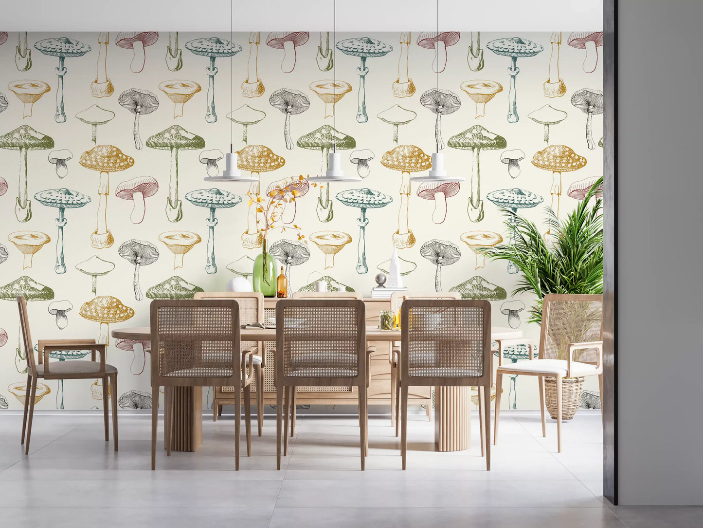 Airy spacing and sketch detail define Antique Wallpaper with woodland character