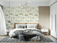 Bedroom Forest Mushrooms wallpaper in a calm illustrated nature repeat