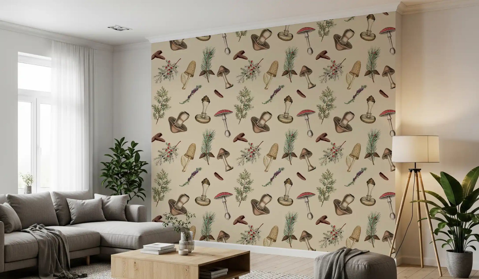Study room Rustic Fodder wallpaper featuring pinecones and forest forms