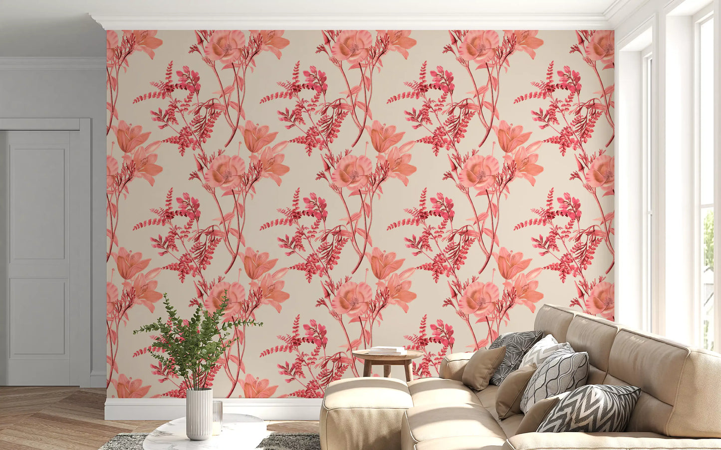 Botánica Coral Bloom Wallpaper⁠