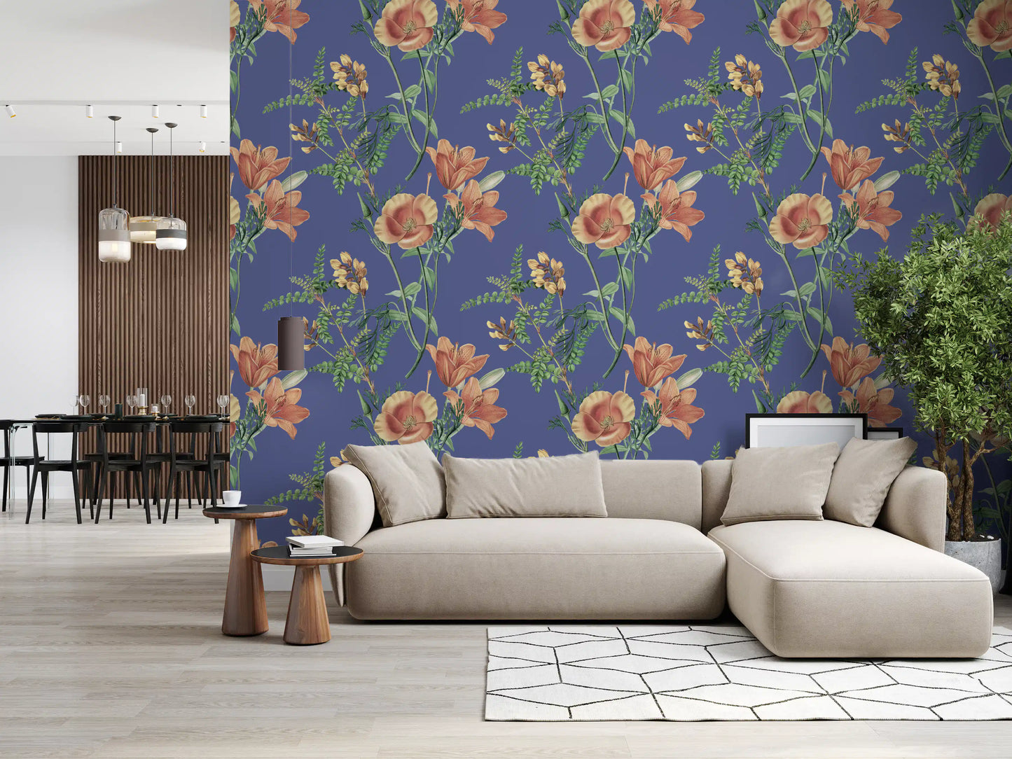 Flores antiguas sobre fondo de vinca Wallpaper⁠