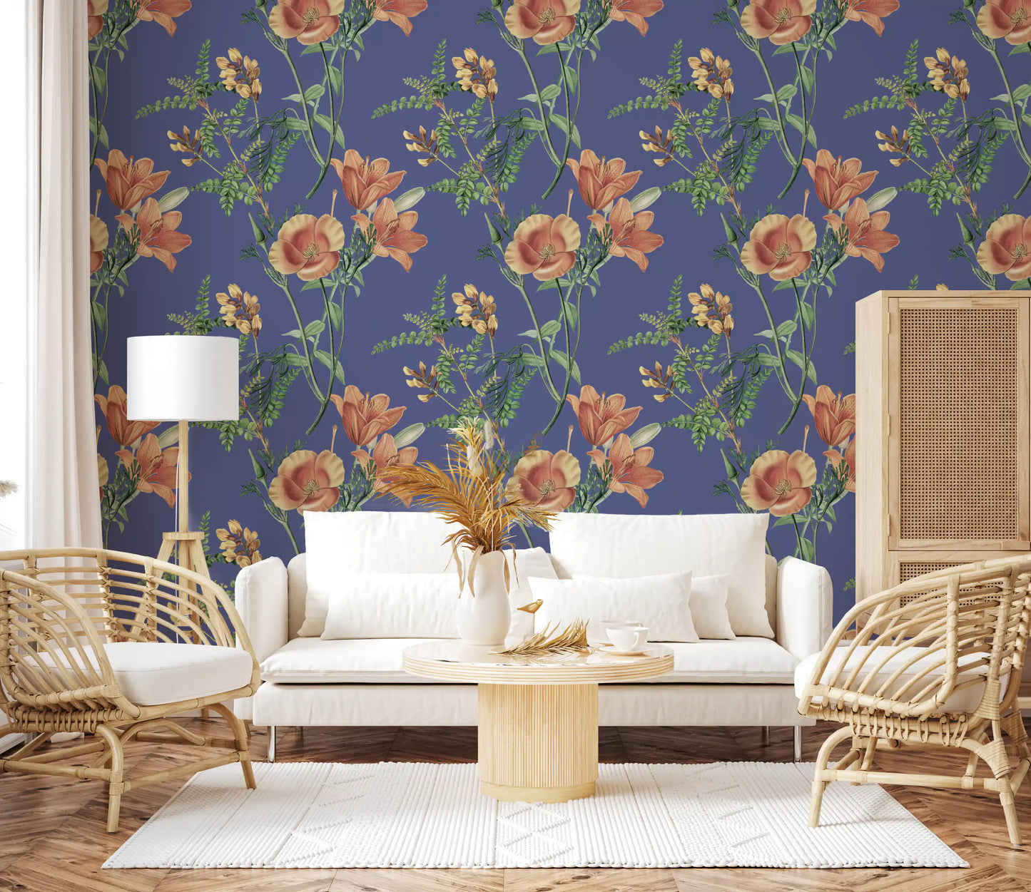 Flores antiguas sobre fondo de vinca Wallpaper⁠