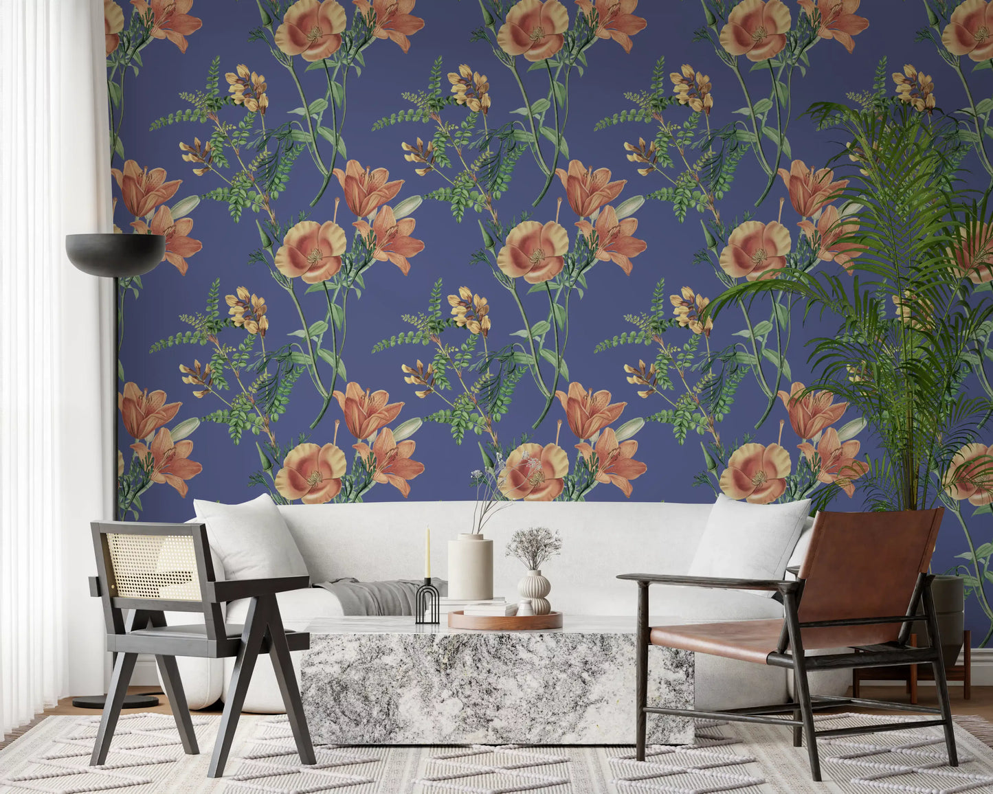 Flores antiguas sobre fondo de vinca Wallpaper⁠