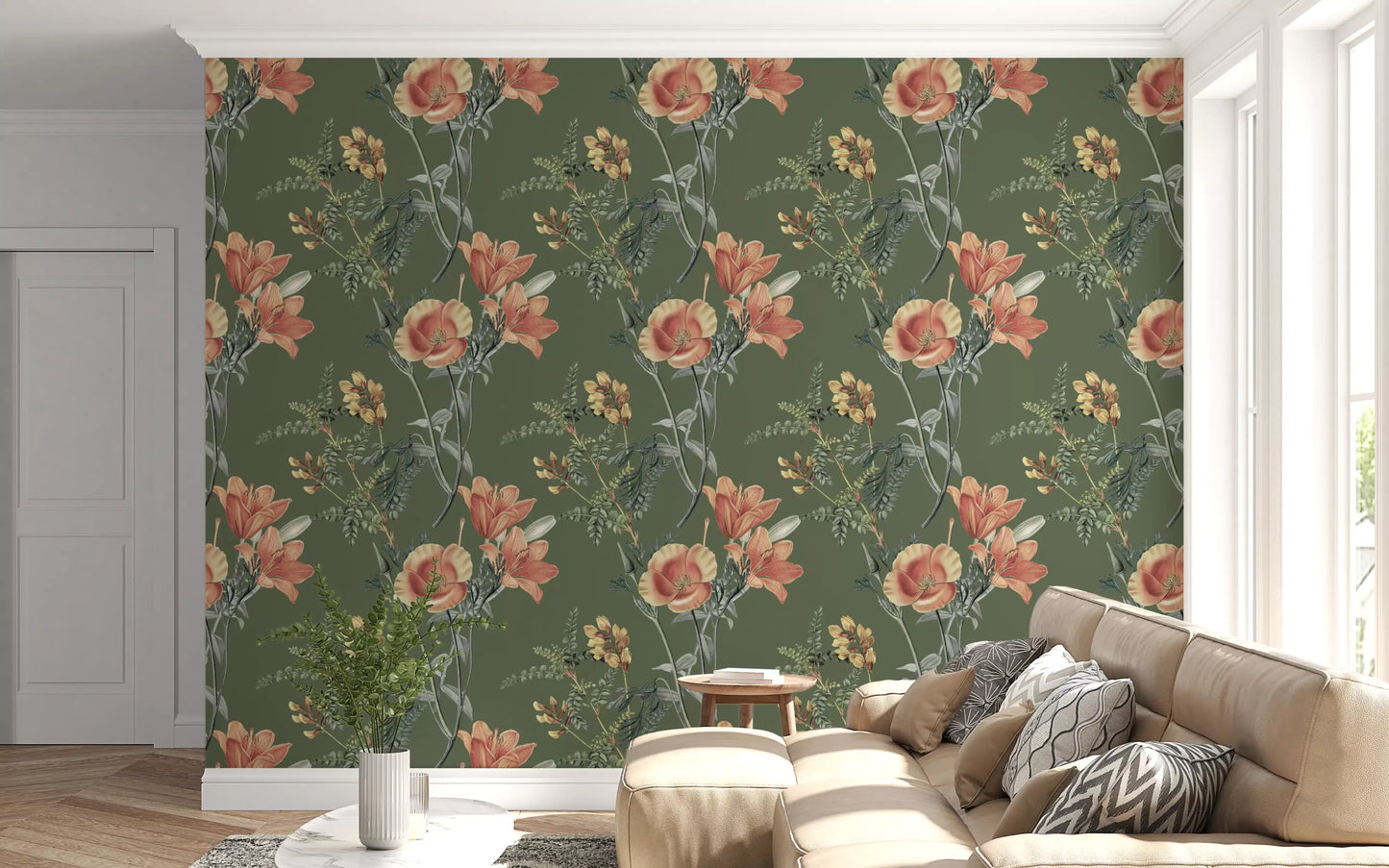 Flores tradicionales en olivo Wallpaper⁠