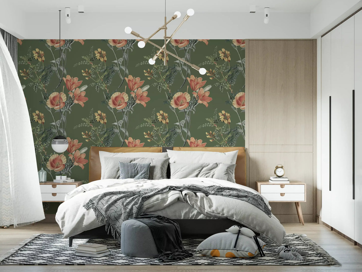 Flores tradicionales en olivo Wallpaper⁠