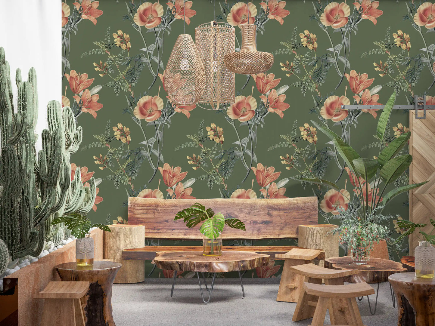 Flores tradicionales en olivo Wallpaper⁠