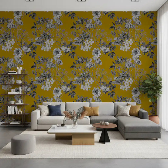 Boceto botánico de Flor de Ocre Wallpaper⁠