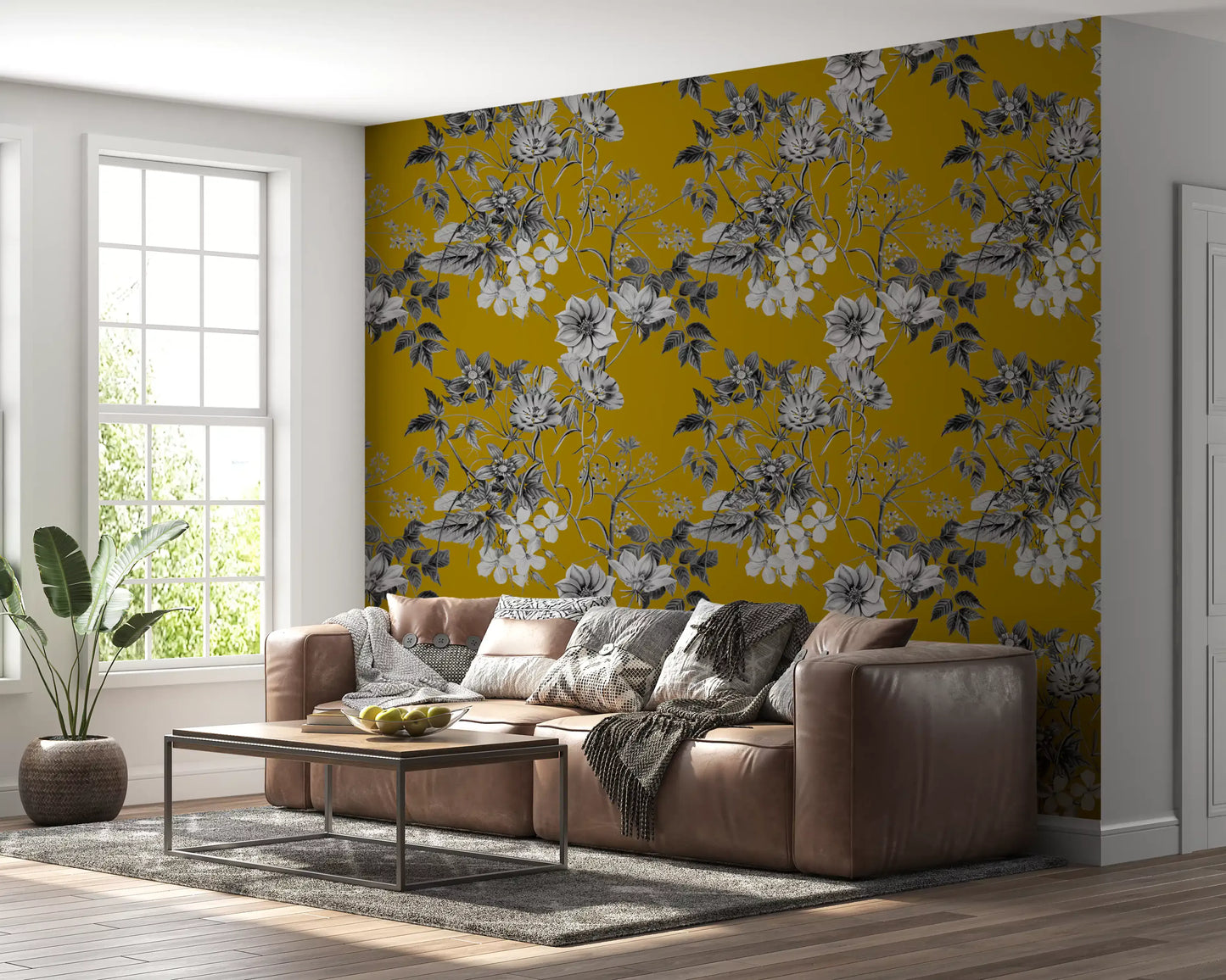 Boceto botánico de Flor de Ocre Wallpaper⁠