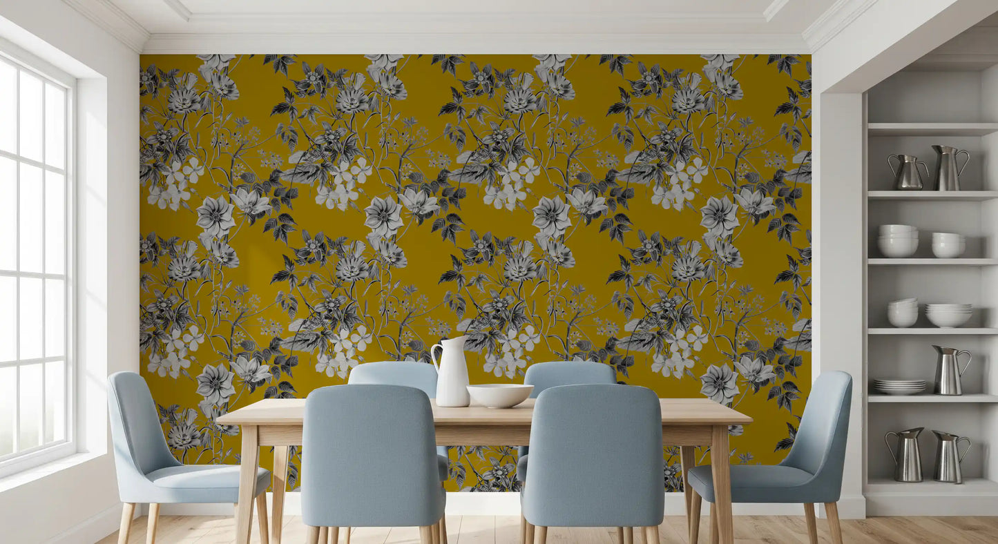 Boceto botánico de Flor de Ocre Wallpaper⁠