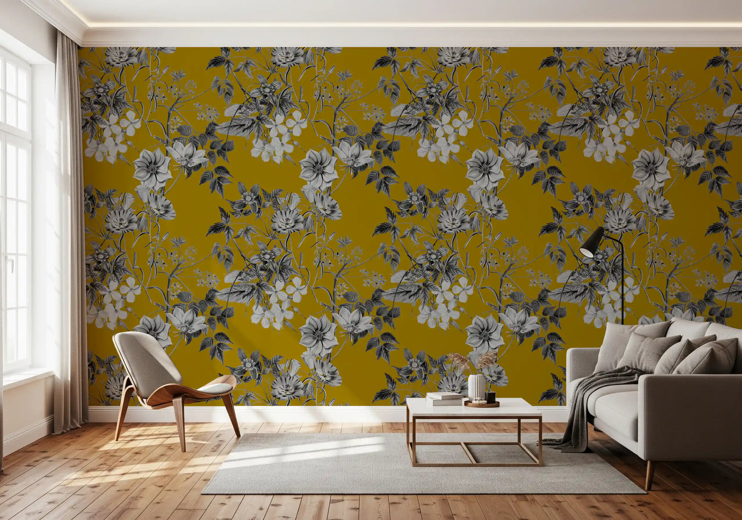 Boceto botánico de Flor de Ocre Wallpaper⁠