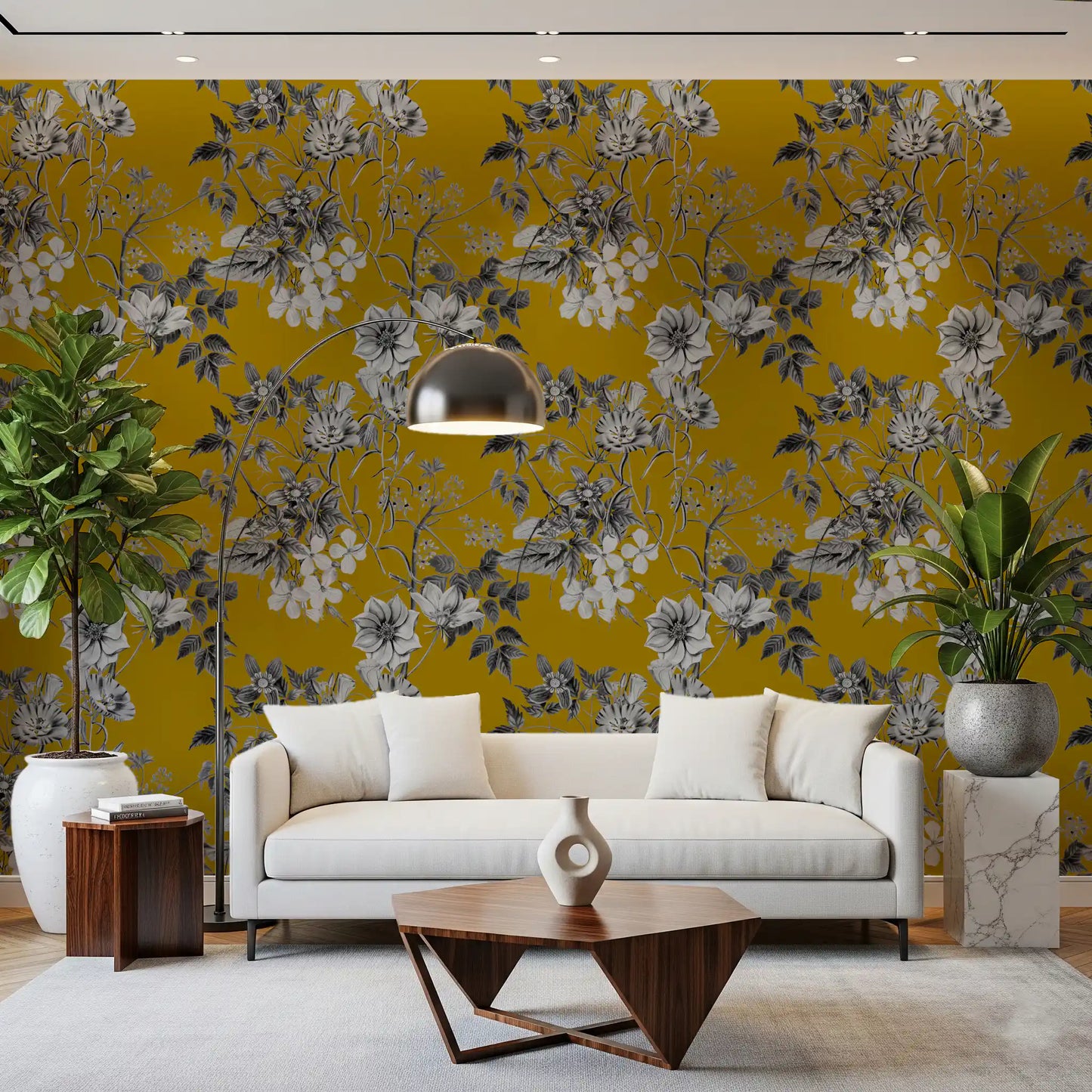 Boceto botánico de Flor de Ocre Wallpaper⁠