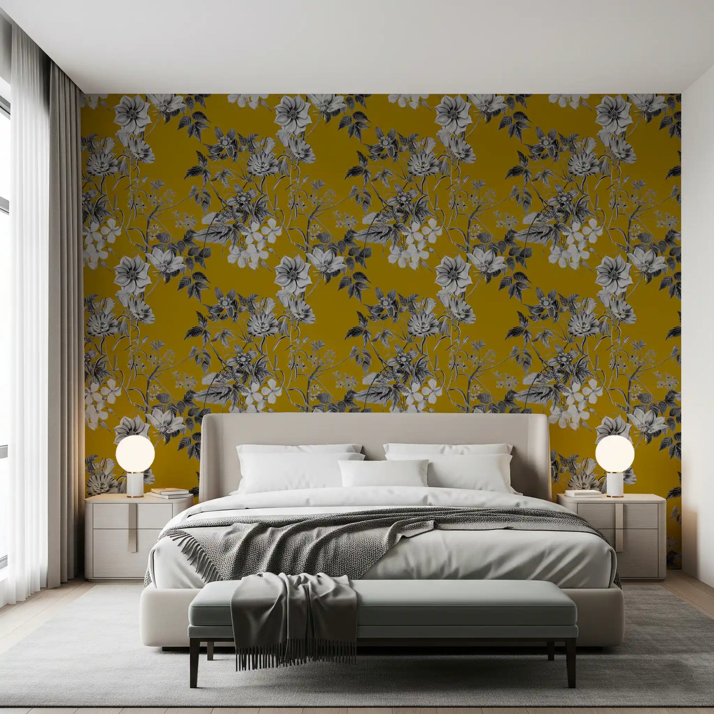 Boceto botánico de Flor de Ocre Wallpaper⁠