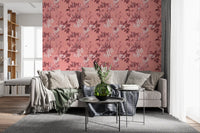 Blush botanical wallpaper with Flower Prints artwork and vine movement