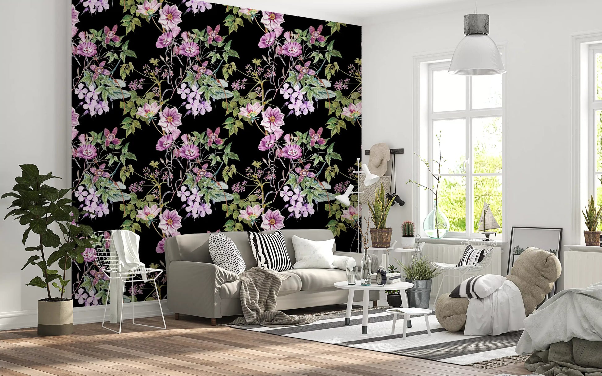 Leafy botanical wallpaper featuring Vine Embrace floral movement