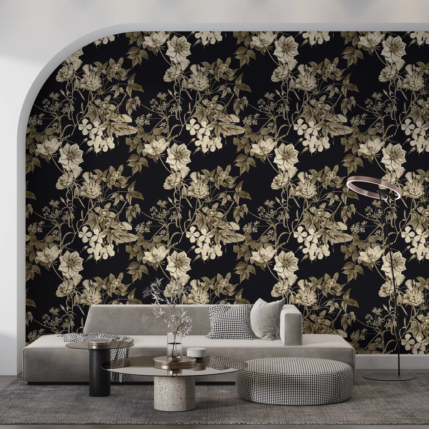 Elegancia botánica negra Wallpaper⁠