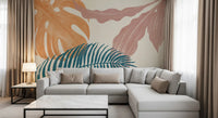 living room gains a calm leafy feature with the Botanical Flow wall mural.