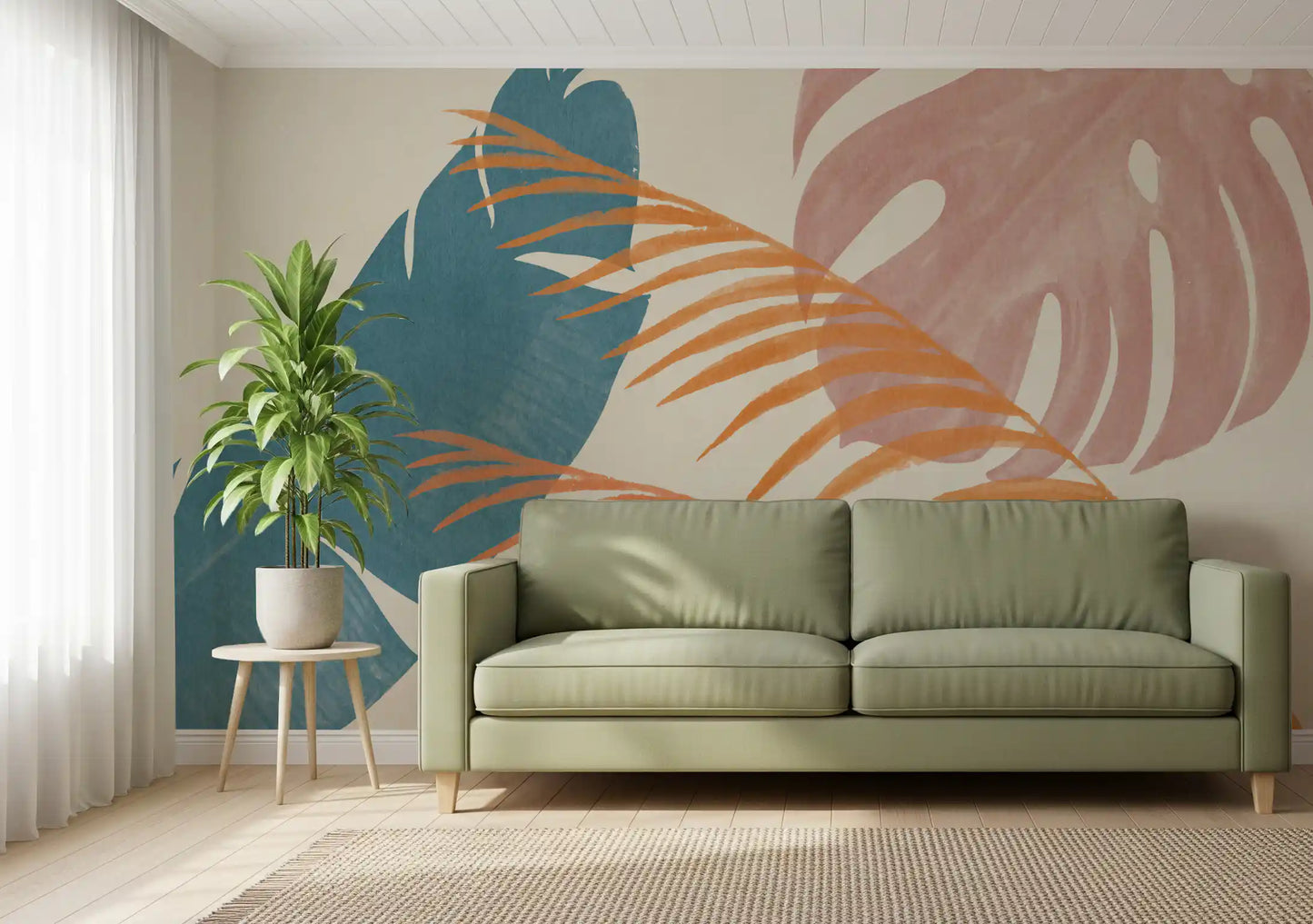 Mid-Century Foliage Flow Wall Mural