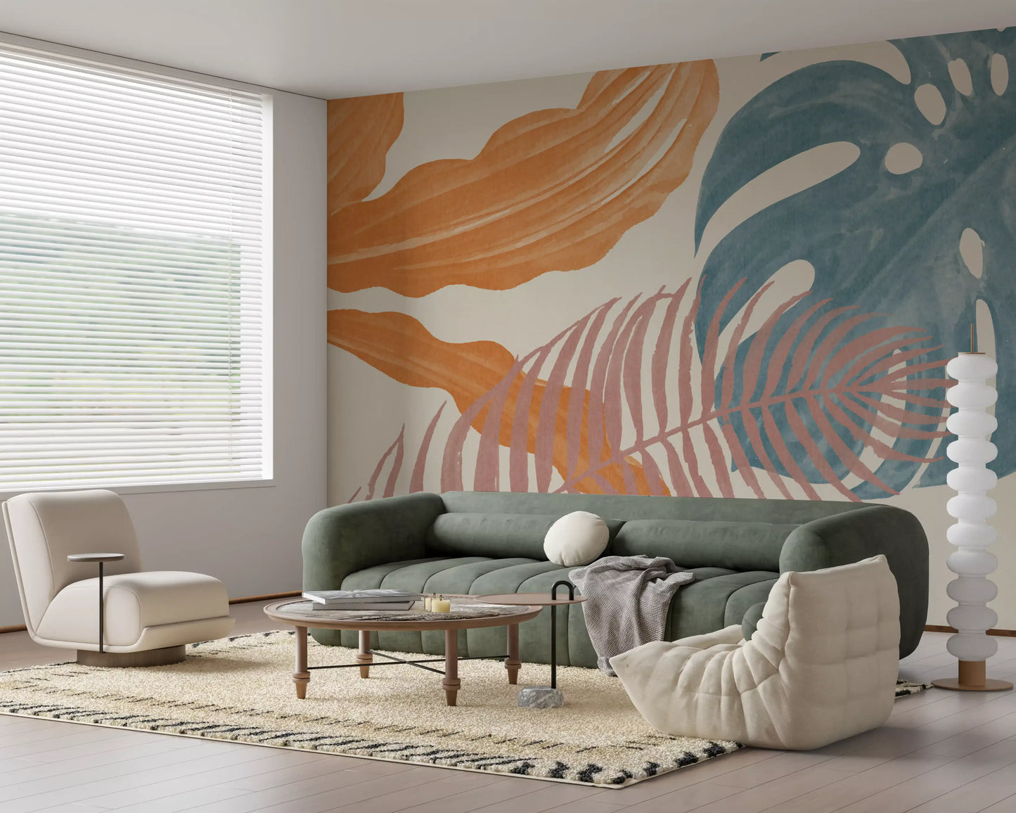 Tropical Leaves Muted Wall Mural
