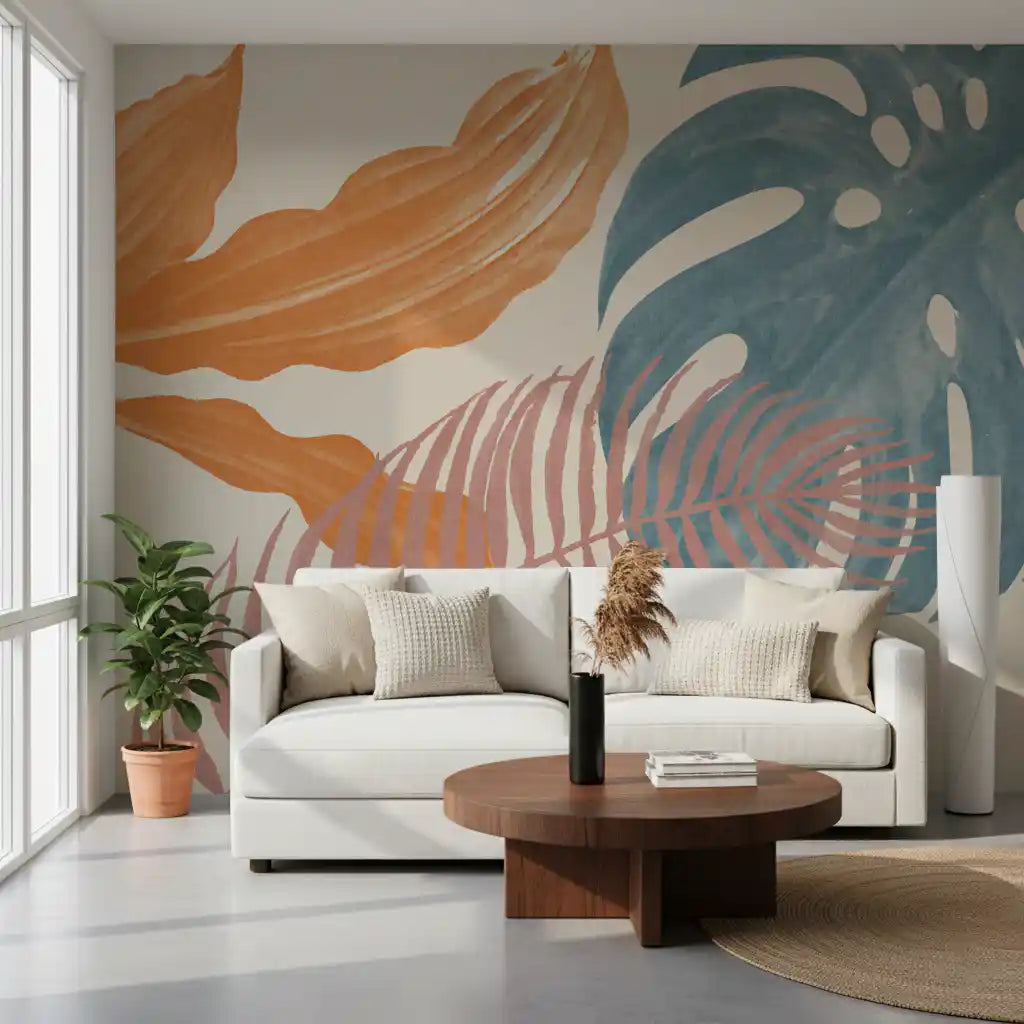 Tropical Leaves Muted Wall Mural