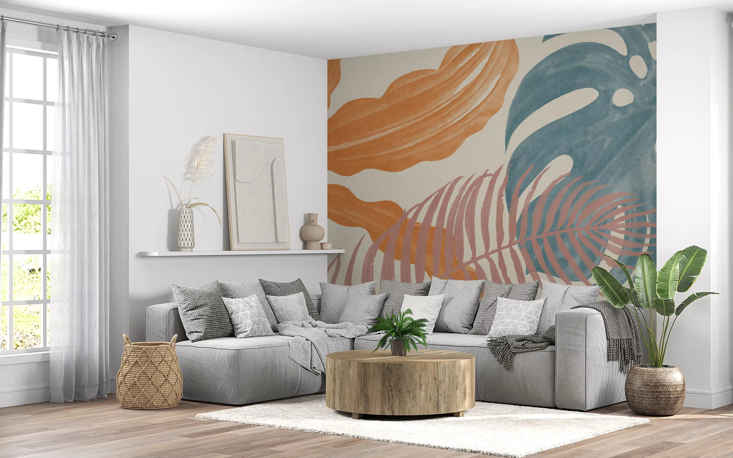Tropical Leaves Muted Wall Mural