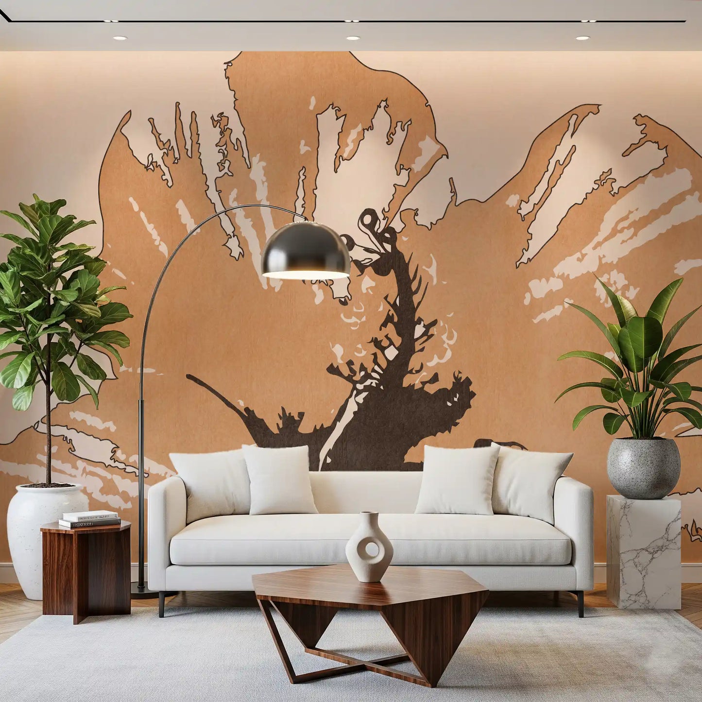 Terra Bloom Silhouette Wall Mural