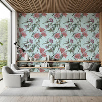 Decorative Vintage Blooming wallpaper with airy pastel flowers