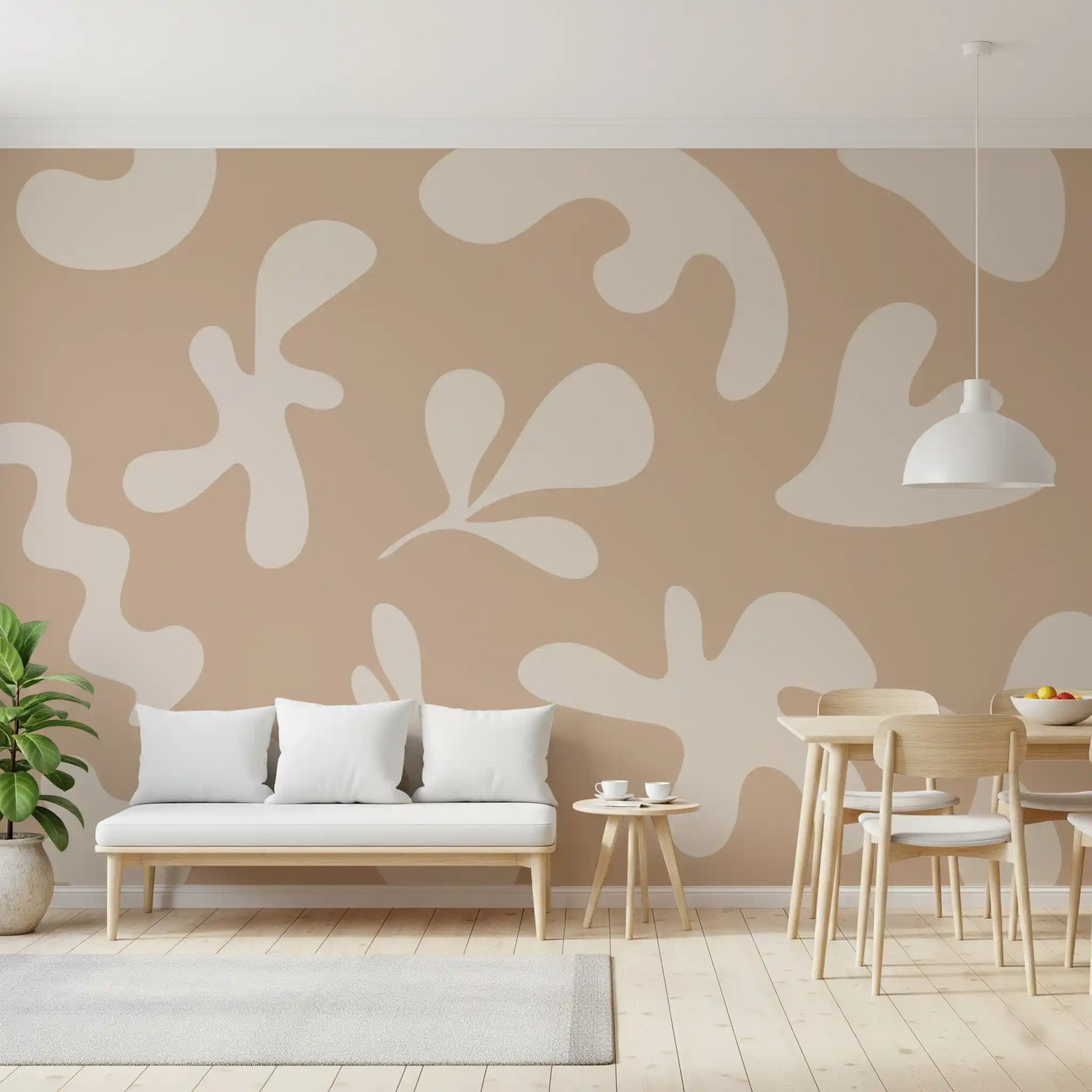 Flujo orgánico en color beige. Wall Mural