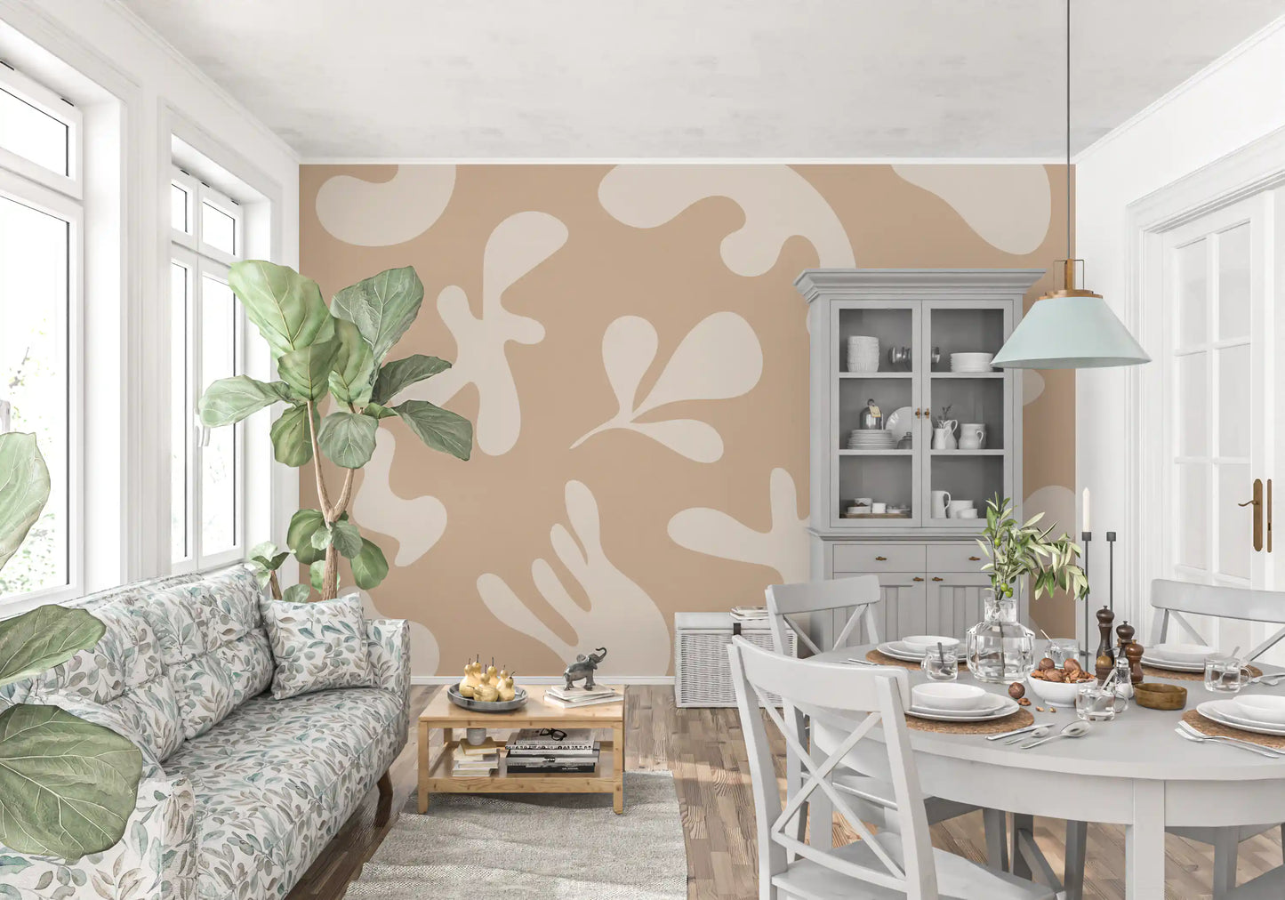 Flujo orgánico en color beige. Wall Mural