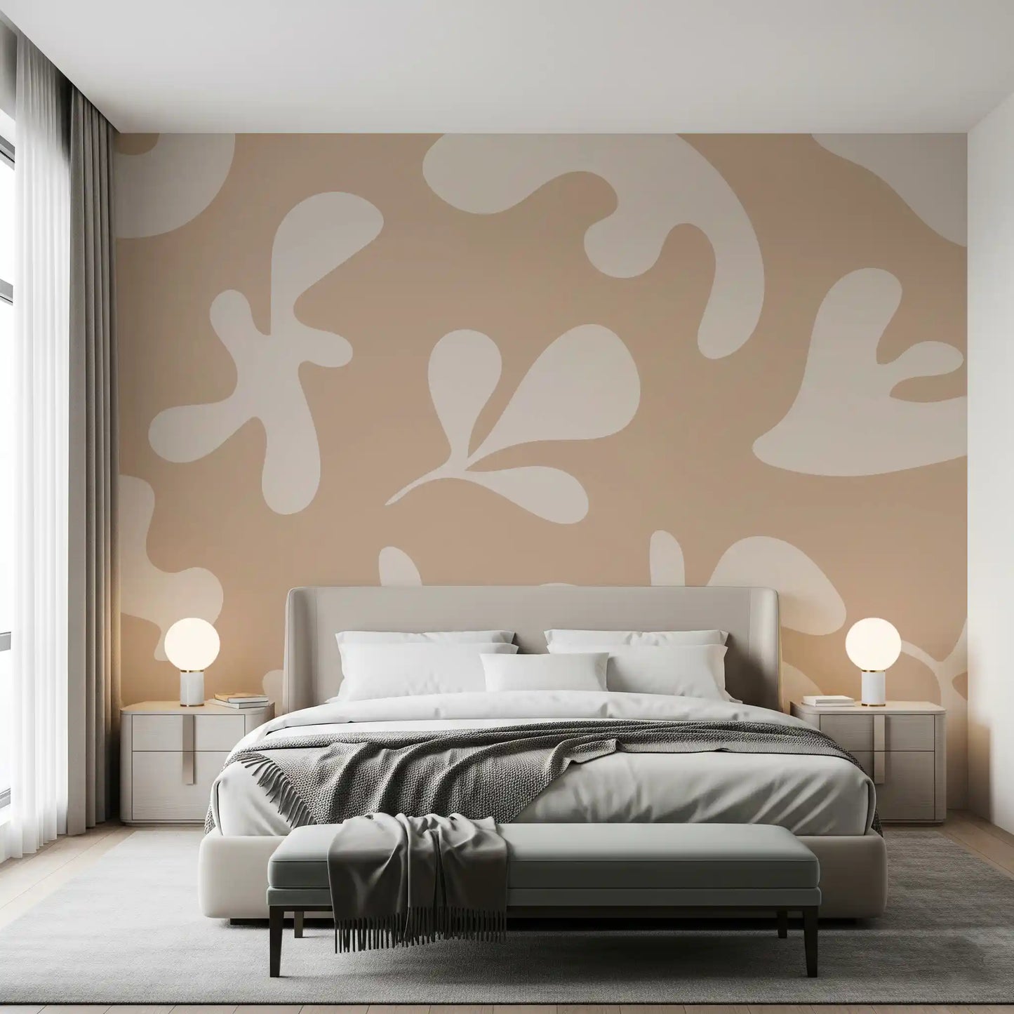 Flujo orgánico en color beige. Wall Mural