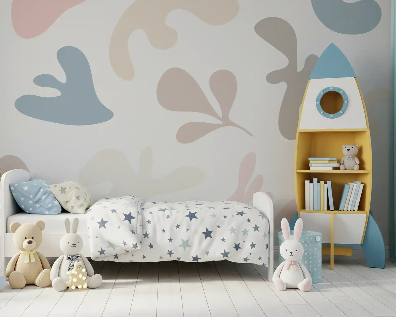 Kids room Soft Organic Shapes wall mural pastel abstract