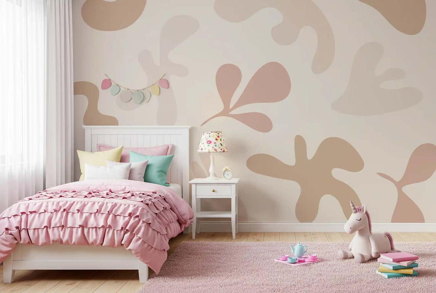 Organic Flow wall mural with soft muted abstract forms