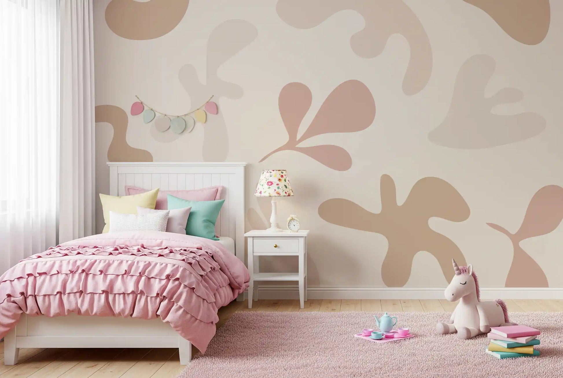Organic Flow wall mural with soft muted abstract forms