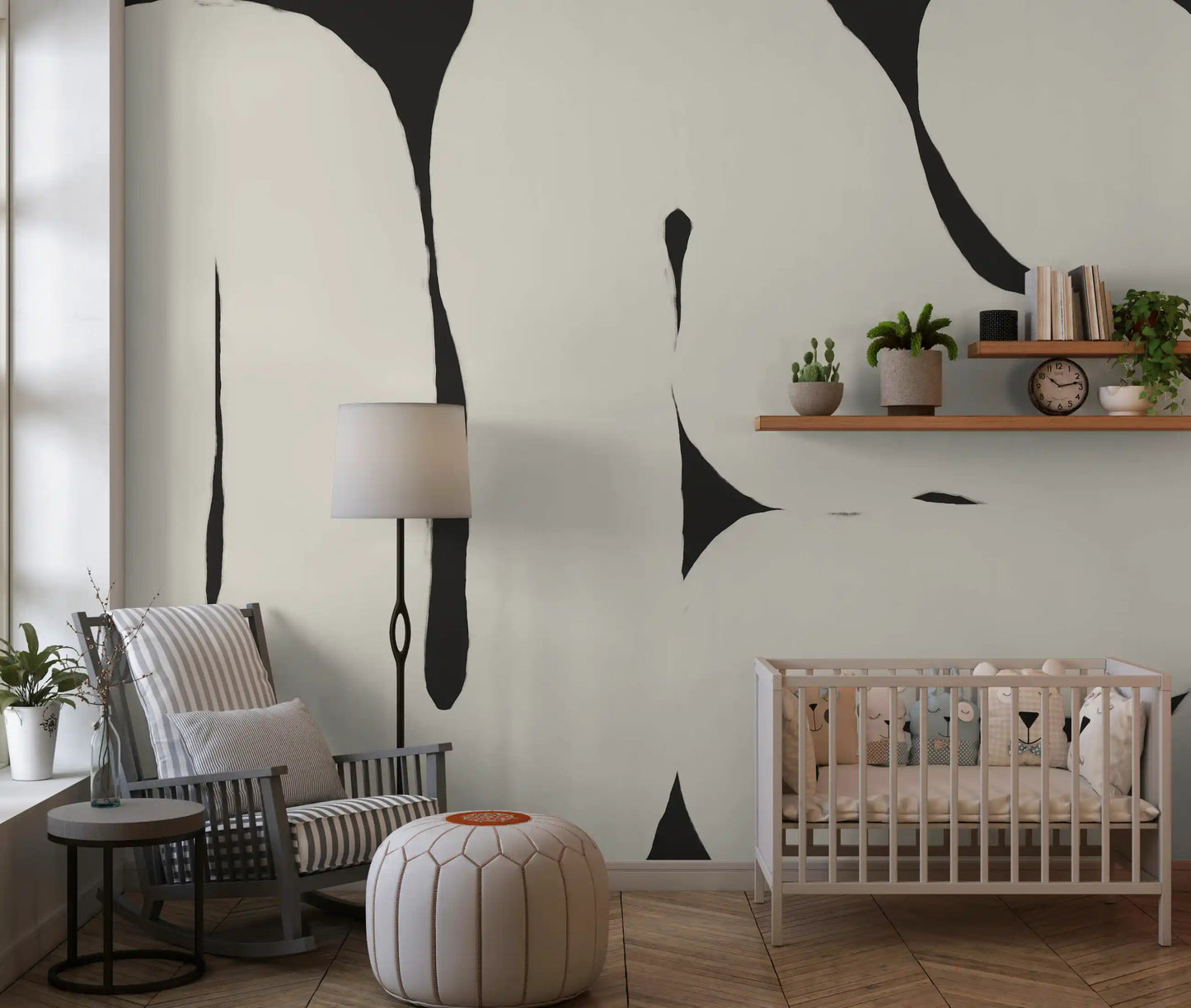 Modern neutral wall mural Abstract Flow curved design style