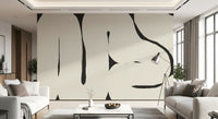 Neutral abstract wall mural Abstract Flow curved shapes design