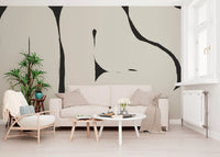 Abstract Flow Neutral Curves wall mural soft beige pattern