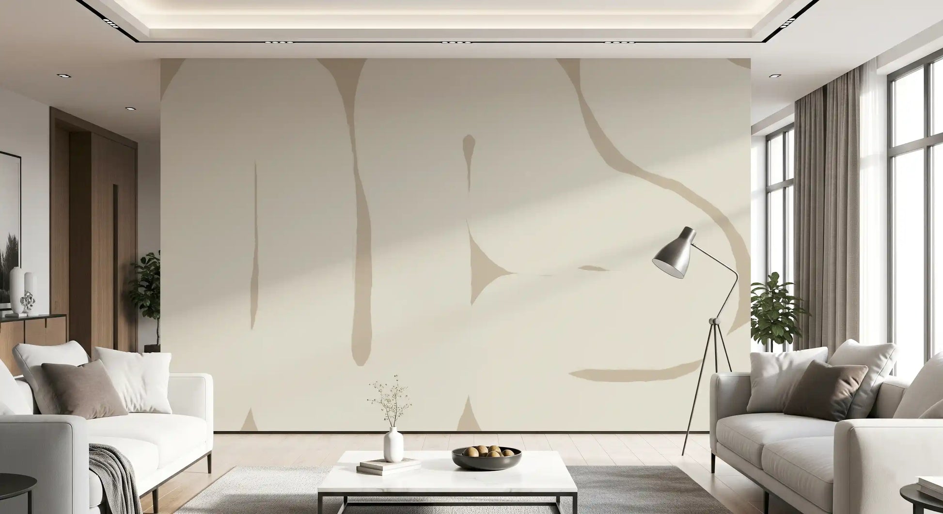 Minimal beige wall mural Smooth Flow smooth form pattern