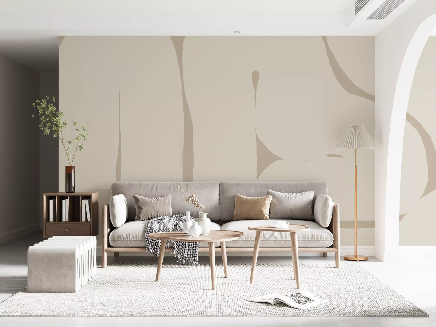 Smooth Flow wall mural with layered neutral shapes